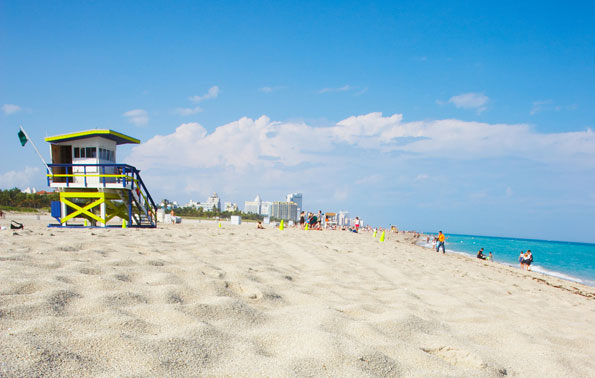 Het strand van Miami in Florida
