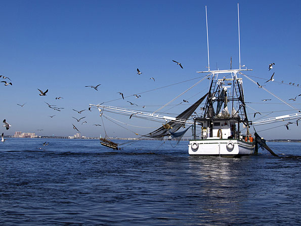 Een vissersboot nabij Biloxi, Mississippi USA
